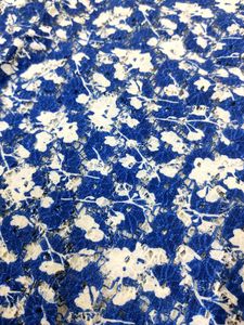 Navy Blue White Floral Sheer Top