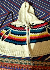 White With Colourful Poncho