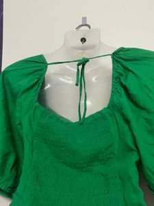 Bright Green AVA &amp; Viv Peasant Top with back Elast