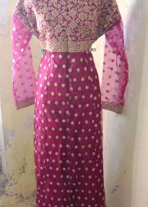 Magenta &amp; Gold Embellished Ethnic gown