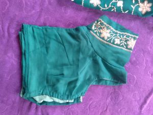 Embroidered Gorgette Silk Saree