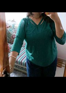 Stylish Teal V-Neck Top