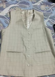 Men Cream Check Jacket Suit