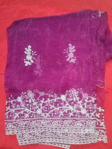 Purple Organza Dupatta