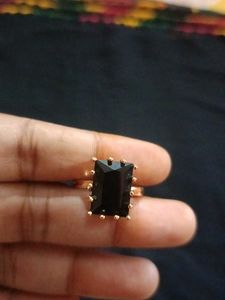 Golden Ring With Black Diamond Stone