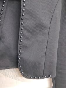 Black Crop Jacket With Embellished Neck Open Front