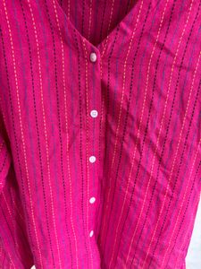 Pink Striped Button-Down Top