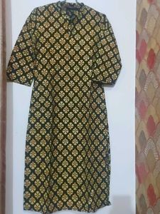 Black Printed Cotton Kurta