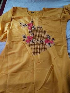 Yellow Embroidered Kurti - XXL