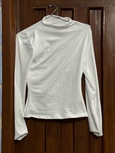 Savana White Fleece Lined Up  Full Sleeve Top