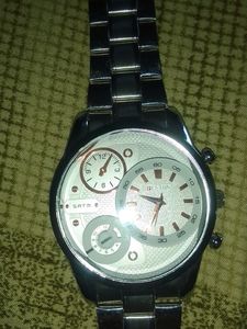 Mens Metallic Silver Watch
