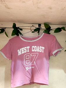 West Coast '87 Pink Crop Top
