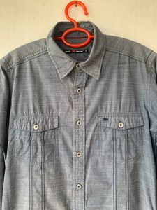 Gray Long Sleeve Button-Down Shirt