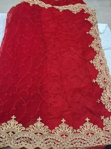 Elegant Red Embellished Saree