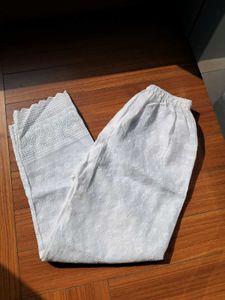 White Fully Embroidered Cotton Pants