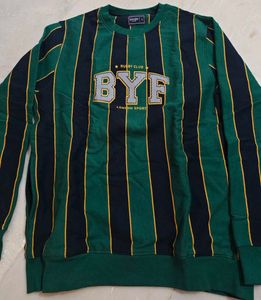 Men Green Black Striped Sweatshirt