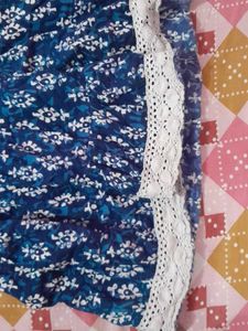 Blue Floral Print Maxi Skirt