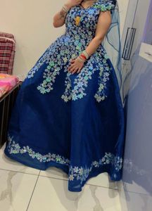 Beautiful Blue Clr Ball Gown With Very Heavy Flare