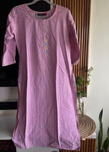 Pastel Pink Striped Kurti Set