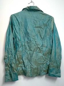 Teal Embroidered Long Sleeve crinkle Shirt