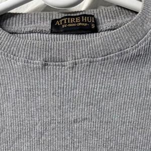 Grey Long Sleeve Crop Top