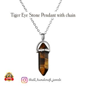 Tiger Eye Stone Pendant With Rope Or Chain
