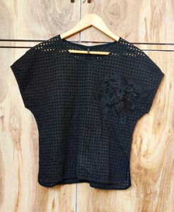 Chic Black Lace Top si,e-36