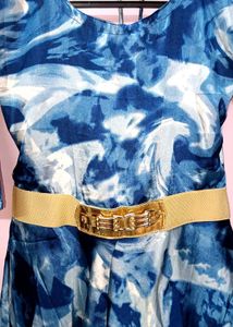 Blue Tie-Dye Long Gown For Women