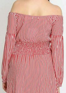 LA Loft Off Shoulder Stripped Skater Dress