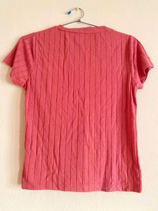 Coral V-Neck Tee