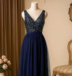 Elegant Navy Blue Maxi Dress