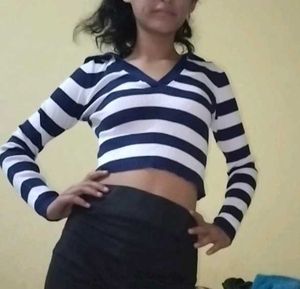 Blue And White Crop Top For Women