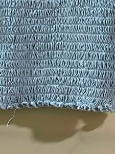 Blue Smocked Ruffle Tank Top