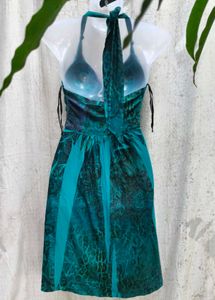 768. Teal Halter Mini Dress