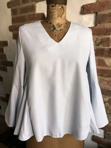 New Sweeve Striped Flared Sleeve Top