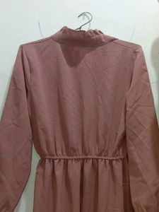 Dusty Rose Ruffle Hem Midi Dress