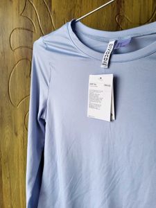 H&amp;M Long Sleeve Microfibre Powder Blue Top/ S
