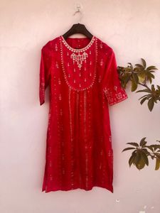 W Pink Embroidered Kurta