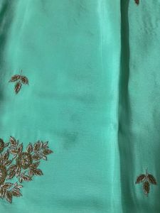 Elegant fluorescent green Saree with blouse