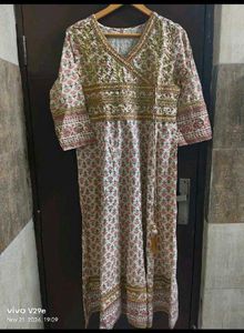 New Unused PureCotton Reshamwork Angrakha Anarkali