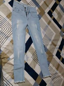 Light Wash Distressed High-Waisted Jeans