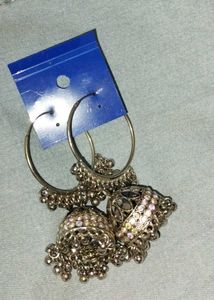 Rhinestone Jhumka Hoop Earrings