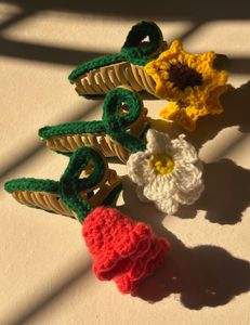 Crochet Flower Hair Clips - Set of 3