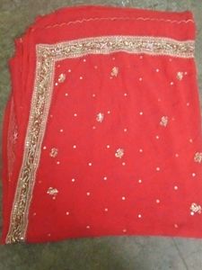 Red Chamki Saree