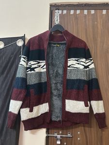 Striped Knit Zip-Up Jacket
