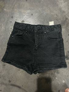 High Waisted Denim Micro Shorts