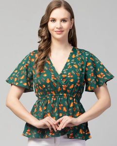 Floral Print Green Top