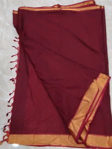 Cotton Zari Saree Maroon