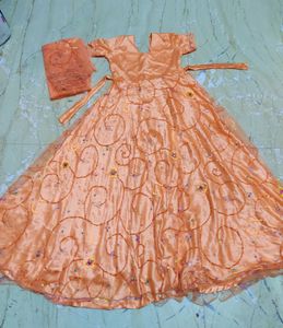 Net One Piece Gown With Dupatta