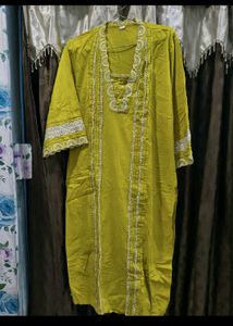 Elegant Red n yellow Embroidered Kurta set combo